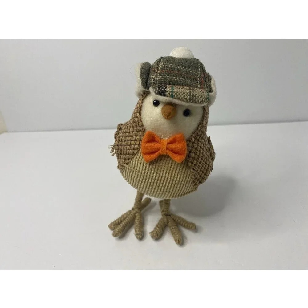 Target Spritz Fall Harvest Bird Burlap‎ Plaid Trapper Hat Orange Bowtie